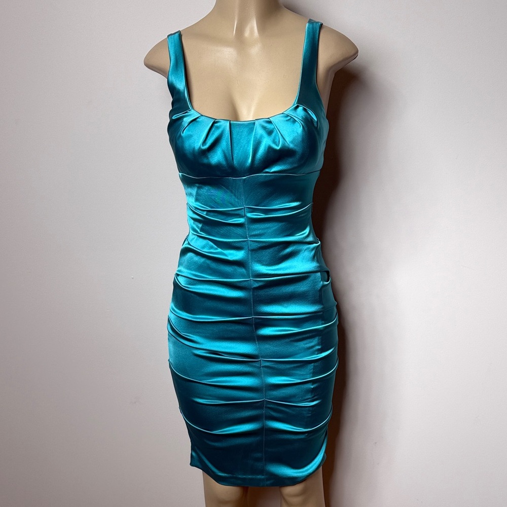 Cache Aqua Satin Mini Dress